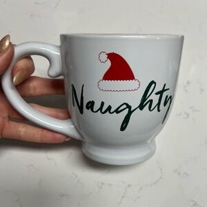 Vintage St. Nicholas Square White Red Green Santa Naughty Christmas Mug